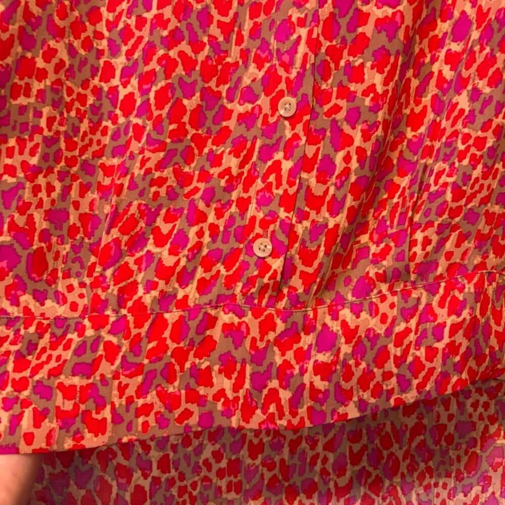 CAbi Collared Pink and Red Sleeveless Button Down High Low Blouse Top Size S - Picture 2 of 8